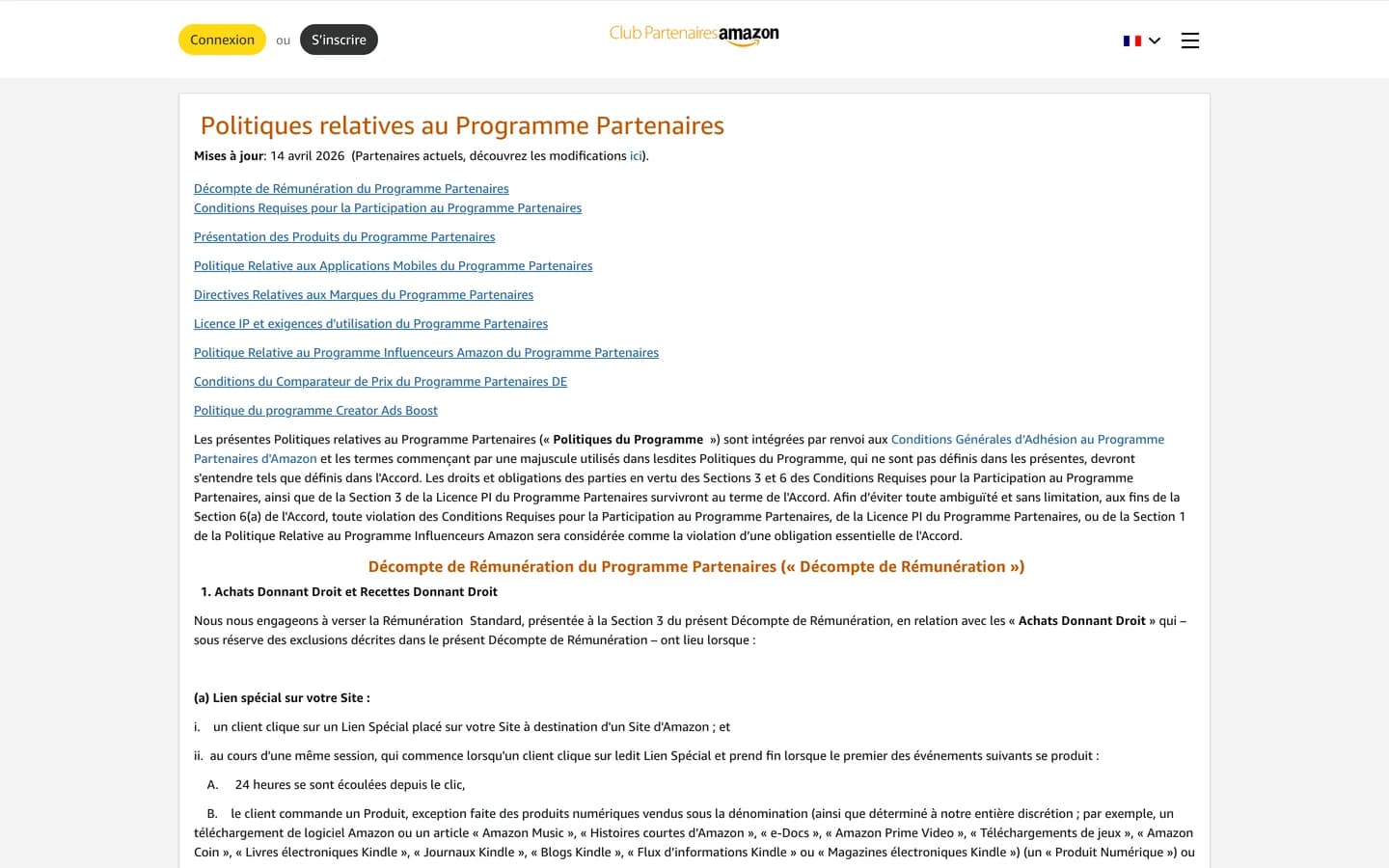Politiques du programme Amazon Partenaires Politiques du programme Amazon Partenaires