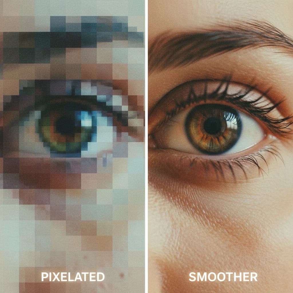 Image corps – Comparaison détail avant/après upscale Image corps – Comparaison détail avant/après upscale
