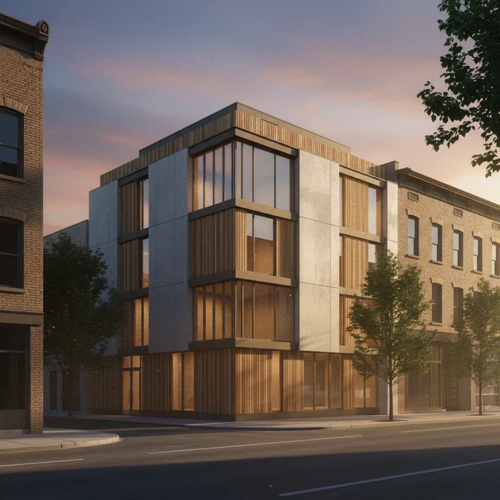 Comparaison de deux variantes de façade en bois générées par IA pour un client Comparaison de deux variantes de façade en bois générées par IA pour un client