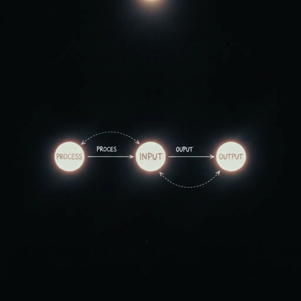 Image corps – Diagramme minimal d’automatisation sur fond noir Image corps – Diagramme minimal d’automatisation sur fond noir