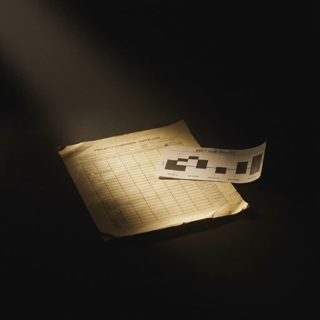 Image corps – Tableur et timeline sur fond noir Image corps – Tableur et timeline sur fond noir