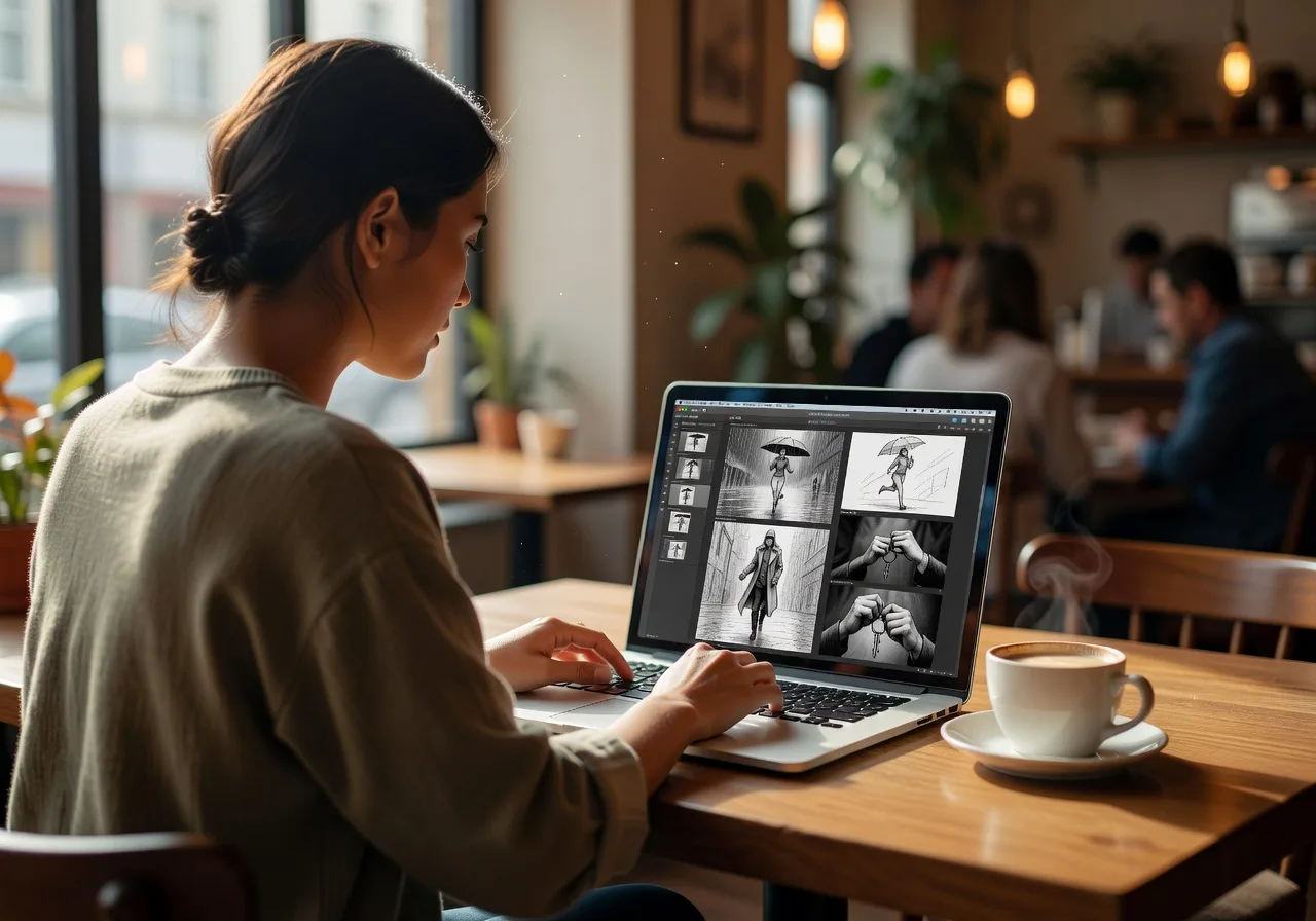 Image corps – Storyboard sur laptop avec ChatGPT Image corps – Storyboard sur laptop avec ChatGPT