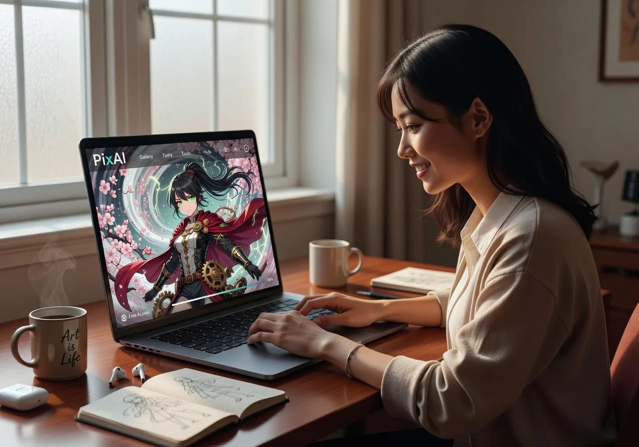 Image corps – Interface PixAI et génération manga Image corps – Interface PixAI et génération manga