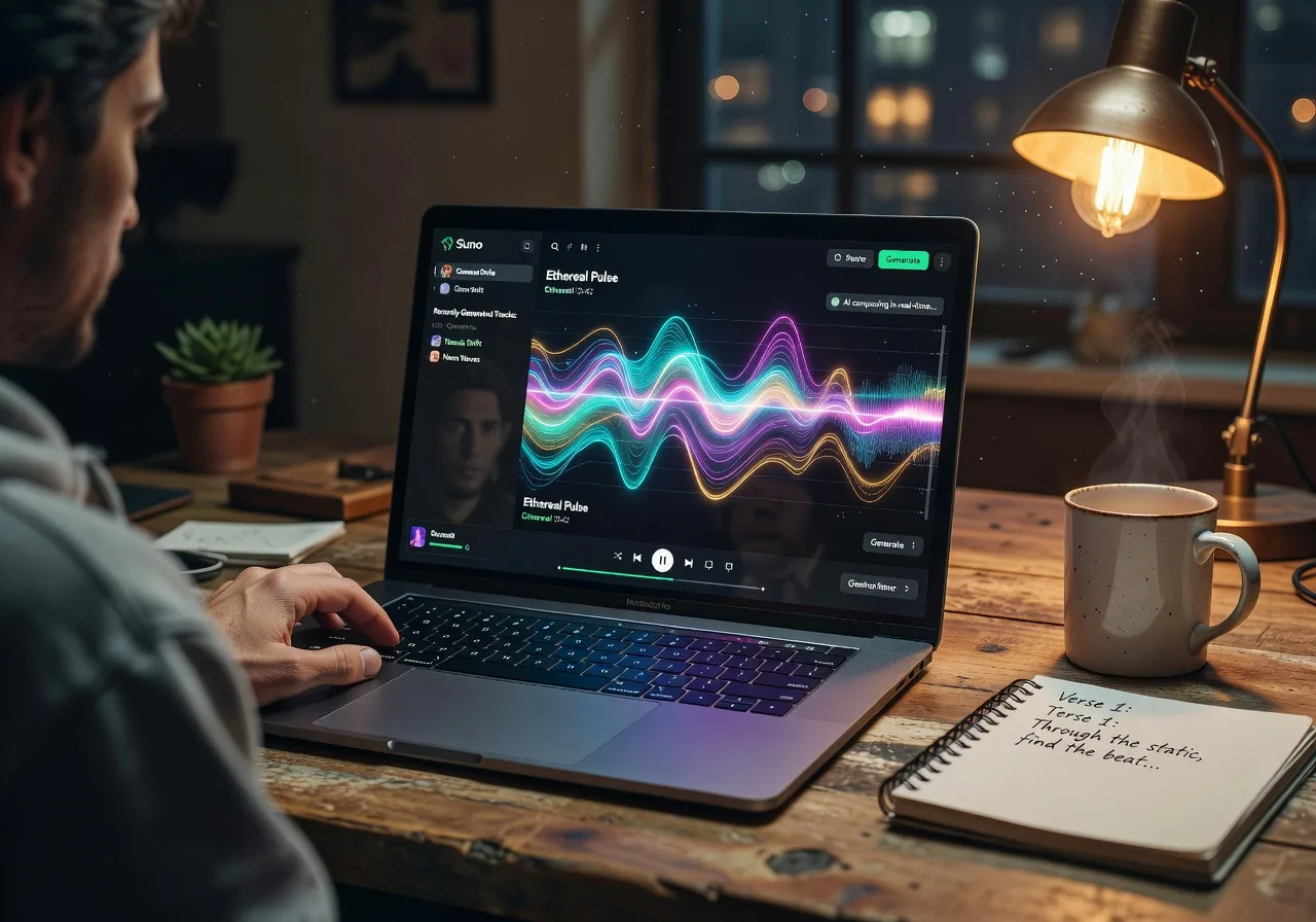 Image corps – Interface Suno prompt et génération Image corps – Interface Suno prompt et génération