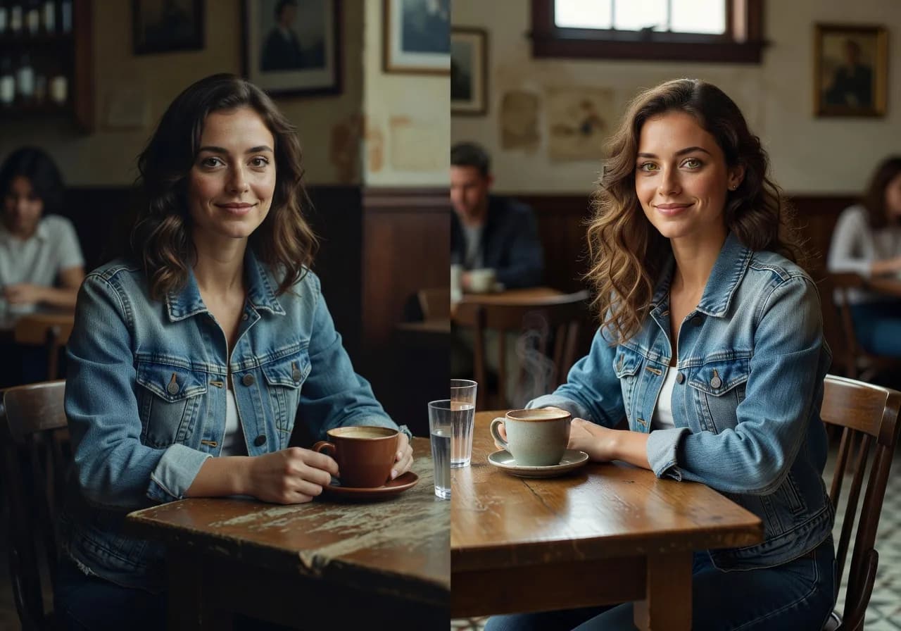 Image corps – Avant / après Topaz sur une photo de plateau Image corps – Avant / après Topaz sur une photo de plateau