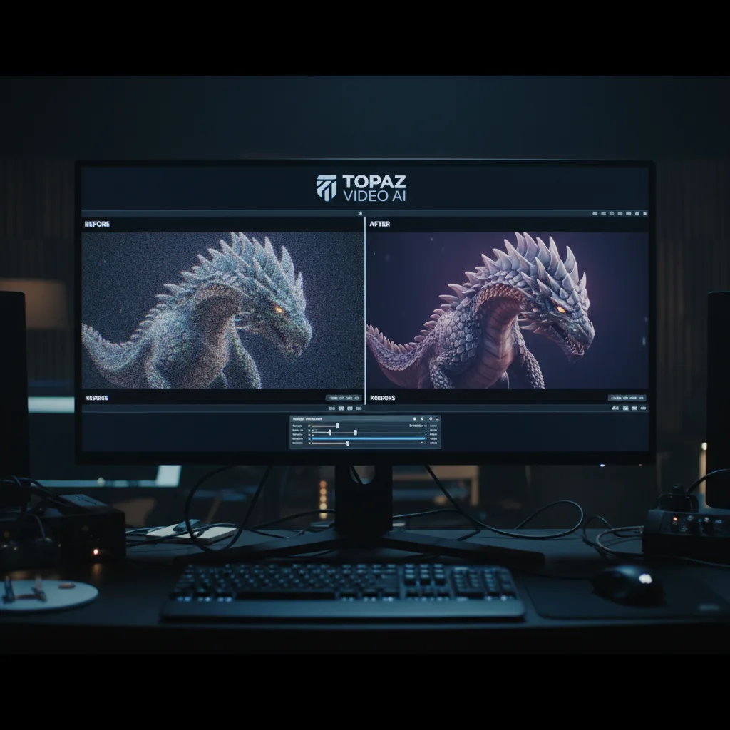 Image corps – Interface Topaz Video AI : avant/après upscale Image corps – Interface Topaz Video AI : avant/après upscale