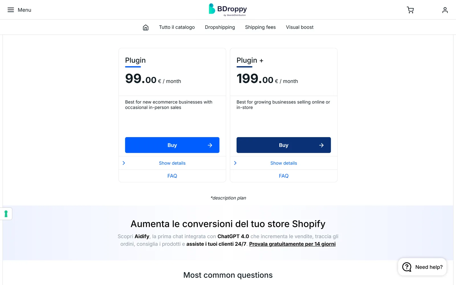 Page des tarifs BDroppy le 23 septembre 2026 : formule Plugin à 99 € par mois et formule Plugin + à 199 € par mois Page des tarifs BDroppy le 23 septembre 2026 : formule Plugin à 99 € par mois et formule Plugin + à 199 € par mois