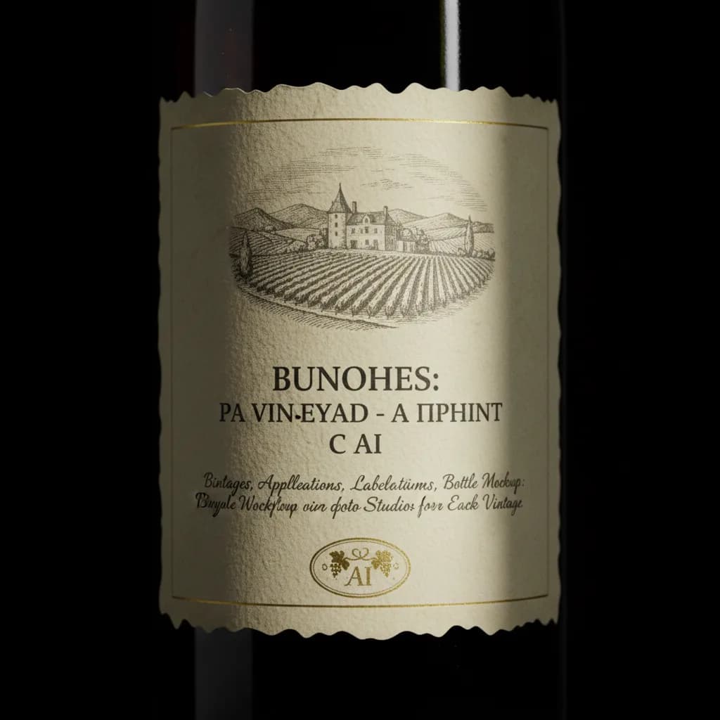 Etiquette de vin imprimee, finitions dorure et vernis selectif Etiquette de vin imprimee, finitions dorure et vernis selectif