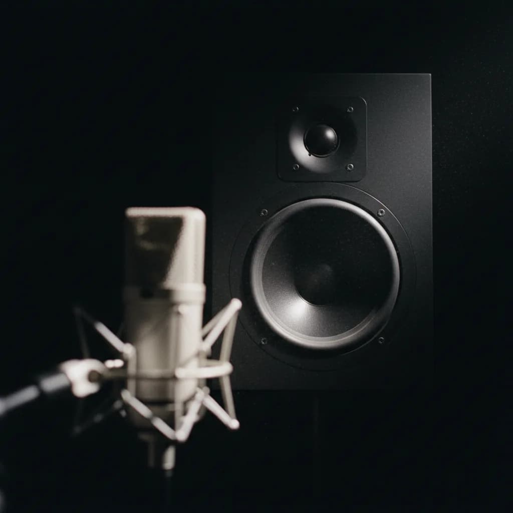 Ondes sonores stylisées sur enceinte studio, son créateur et droits Ondes sonores stylisées sur enceinte studio, son créateur et droits