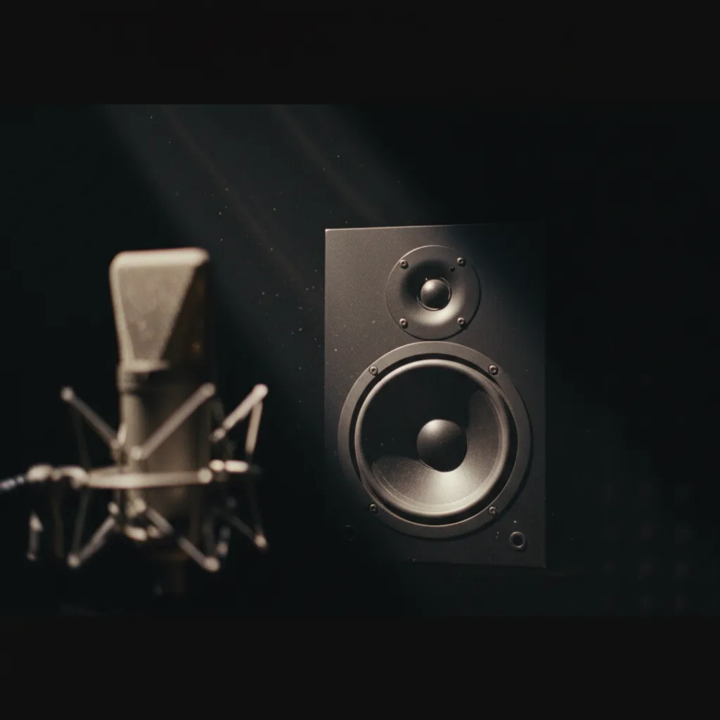 Ondes sonores stylisées sur enceinte studio, son créateur et droits Ondes sonores stylisées sur enceinte studio, son créateur et droits