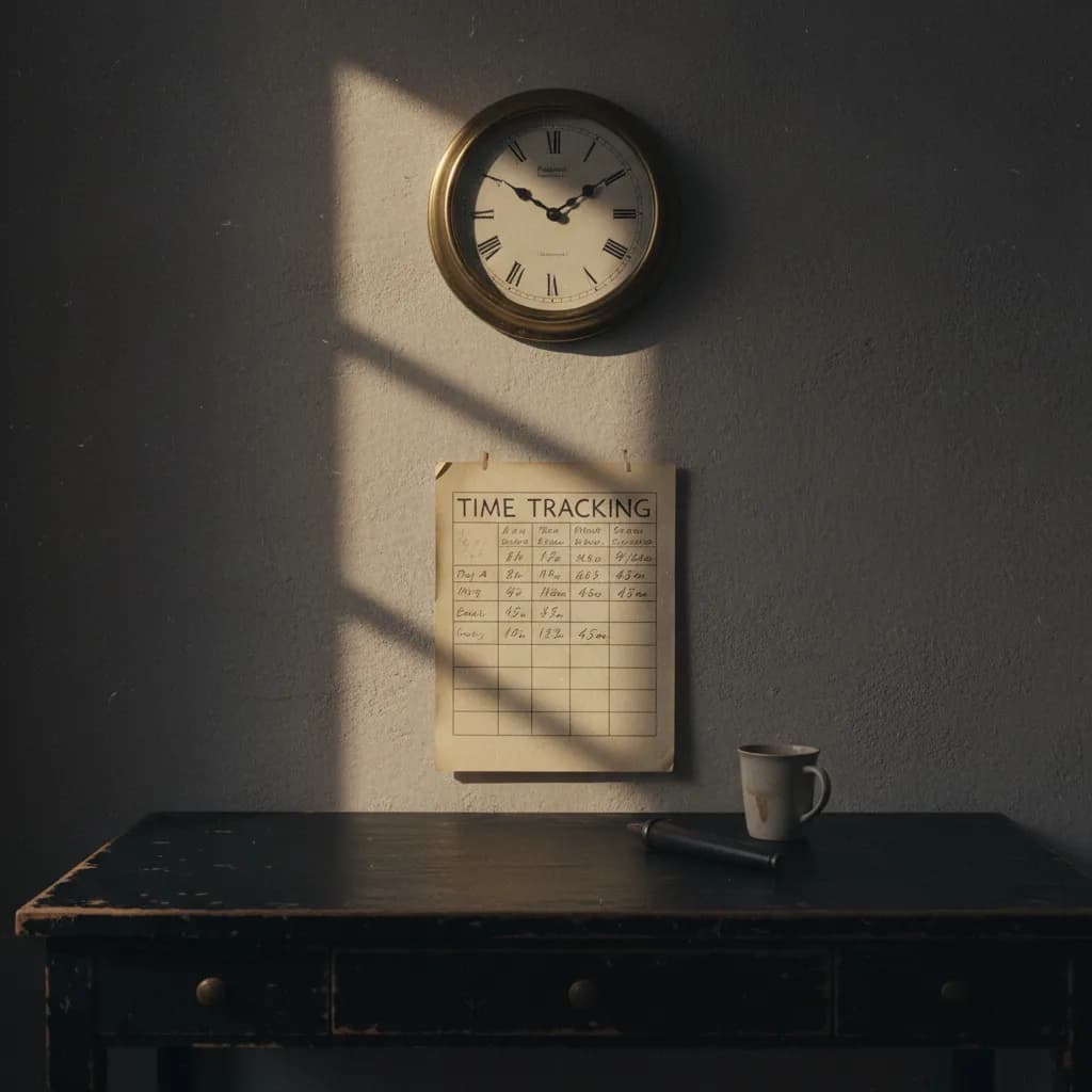 Horloge murale et feuille de timesheet, pilotage du temps freelance Horloge murale et feuille de timesheet, pilotage du temps freelance