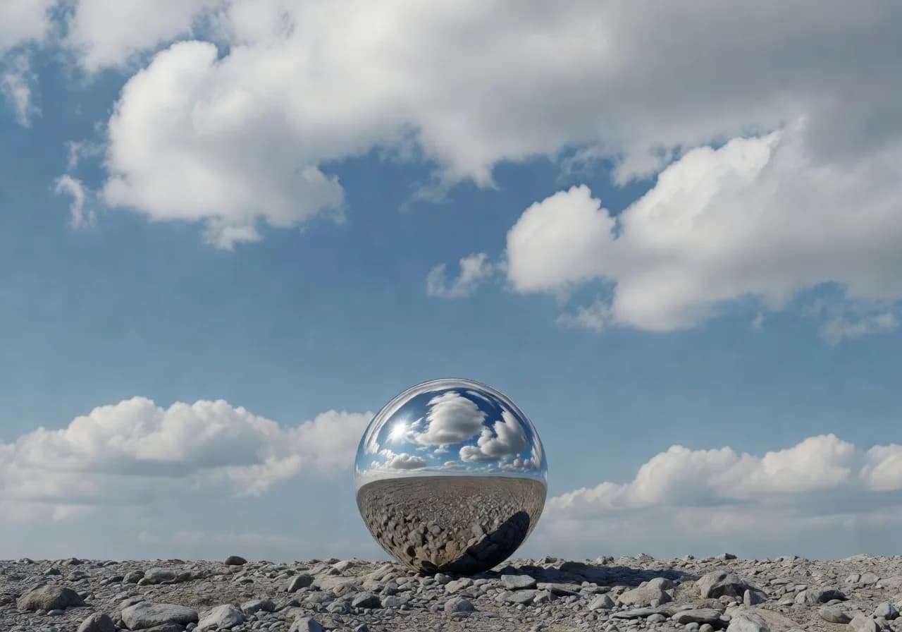 Image corps – Ciel 360 et reflet sur sphère Image corps – Ciel 360 et reflet sur sphère