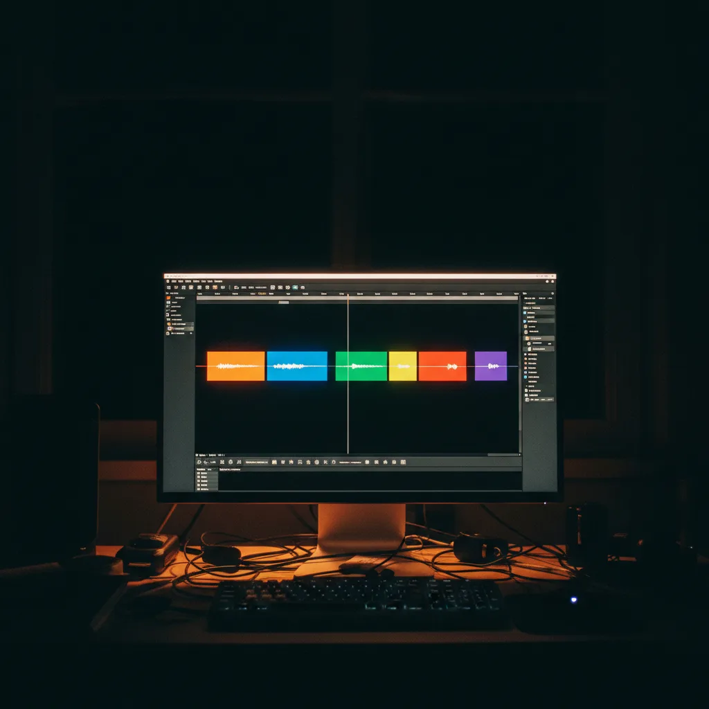 Timeline de montage avec les 6 clips assemblés Timeline de montage avec les 6 clips assemblés