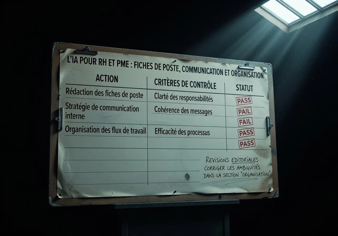 L’IA pour RH et PME : fiches de poste, communication et organisation quality control L’IA pour RH et PME : fiches de poste, communication et organisation quality control