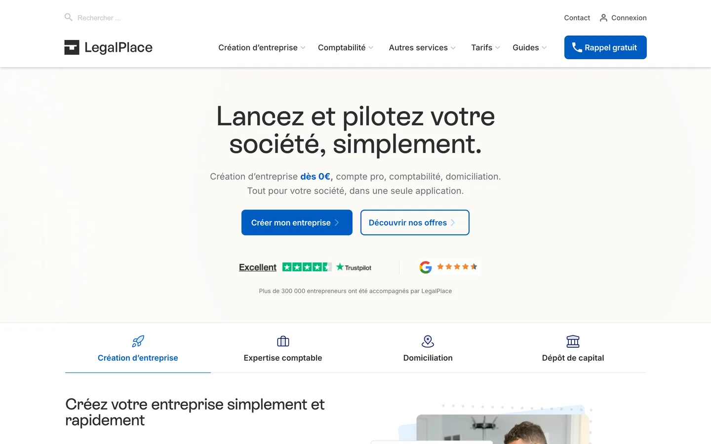 LegalPlace avis 2026 : création entreprise en ligne, tarifs et alternatives LegalPlace avis 2026 : création entreprise en ligne, tarifs et alternatives