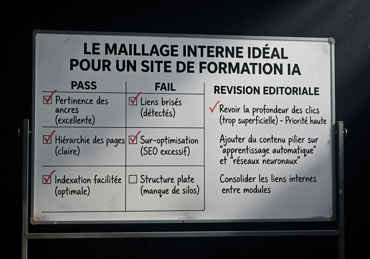 Le maillage interne idéal pour un site de formation IA quality control Le maillage interne idéal pour un site de formation IA quality control