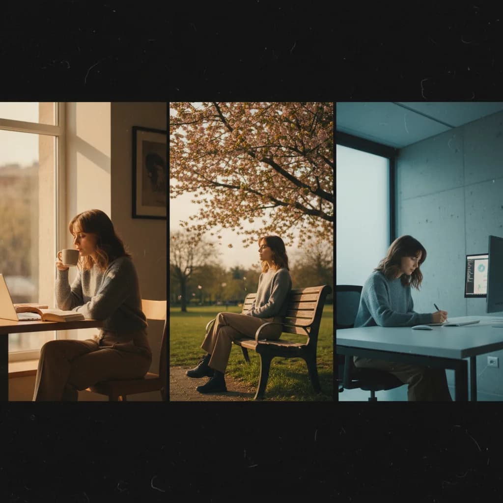 Image corps – Série de trois images avec même personnage Image corps – Série de trois images avec même personnage