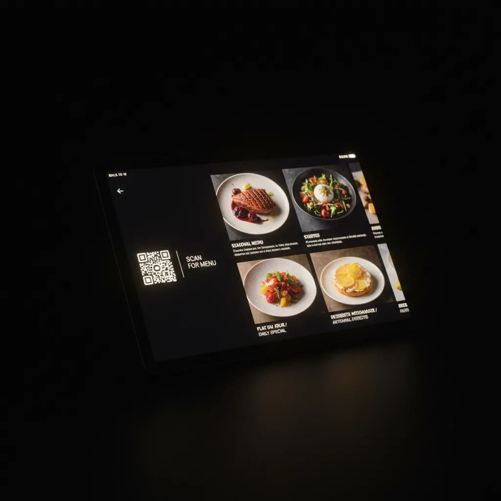 Restaurateur déployant des QR codes et des chevalets de table pour son menu digital Restaurateur déployant des QR codes et des chevalets de table pour son menu digital