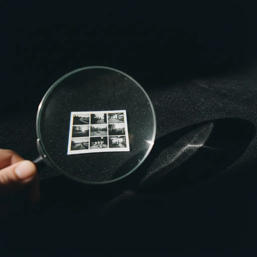 Image corps – Loupe sur impression miniature floue Image corps – Loupe sur impression miniature floue