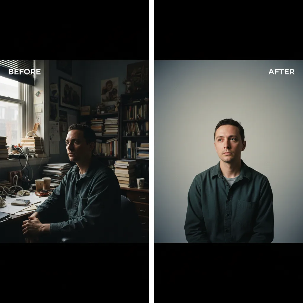 Image corps – Avant / après modification de fond Image corps – Avant / après modification de fond