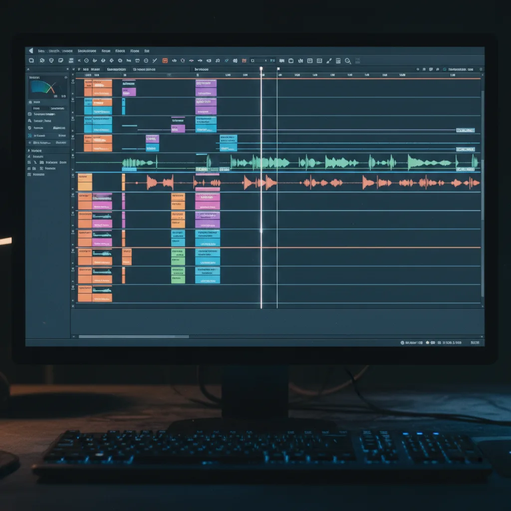 Image corps – Timeline CapCut avec pistes voix, musique et keyframes Image corps – Timeline CapCut avec pistes voix, musique et keyframes