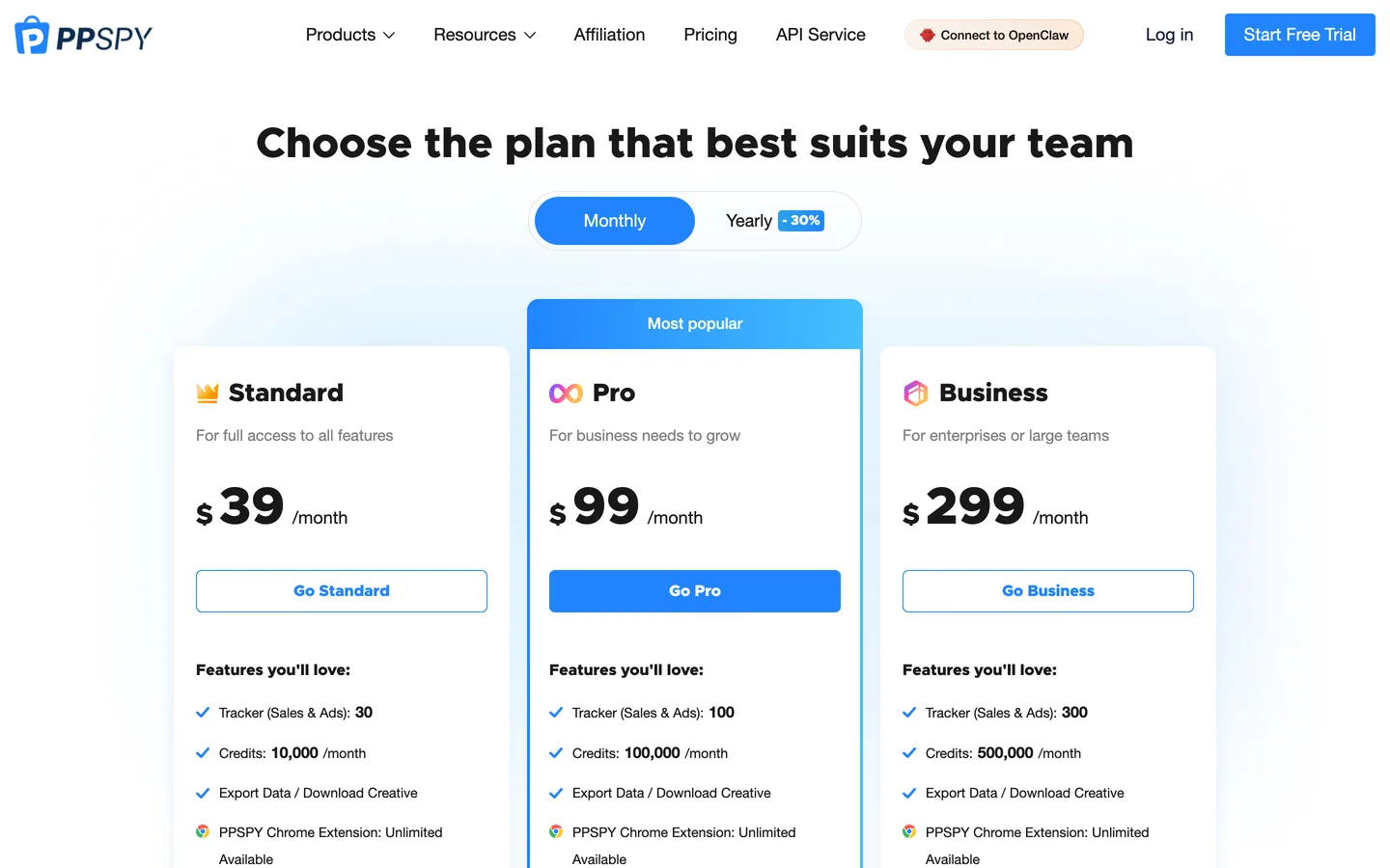 Page tarifs de Ppspy (capture) Page tarifs de Ppspy (capture)