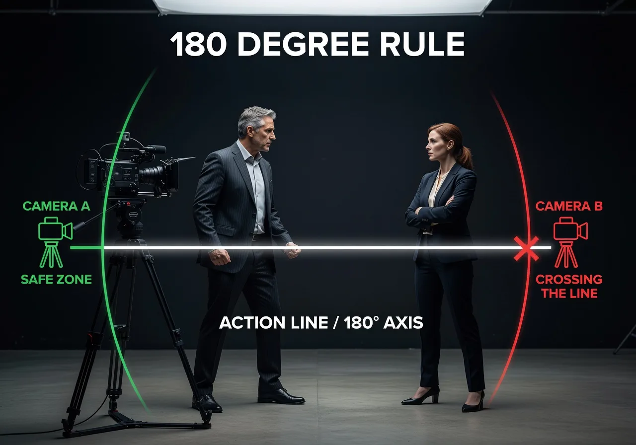 Image corps – Schéma 180° et positions caméra Image corps – Schéma 180° et positions caméra