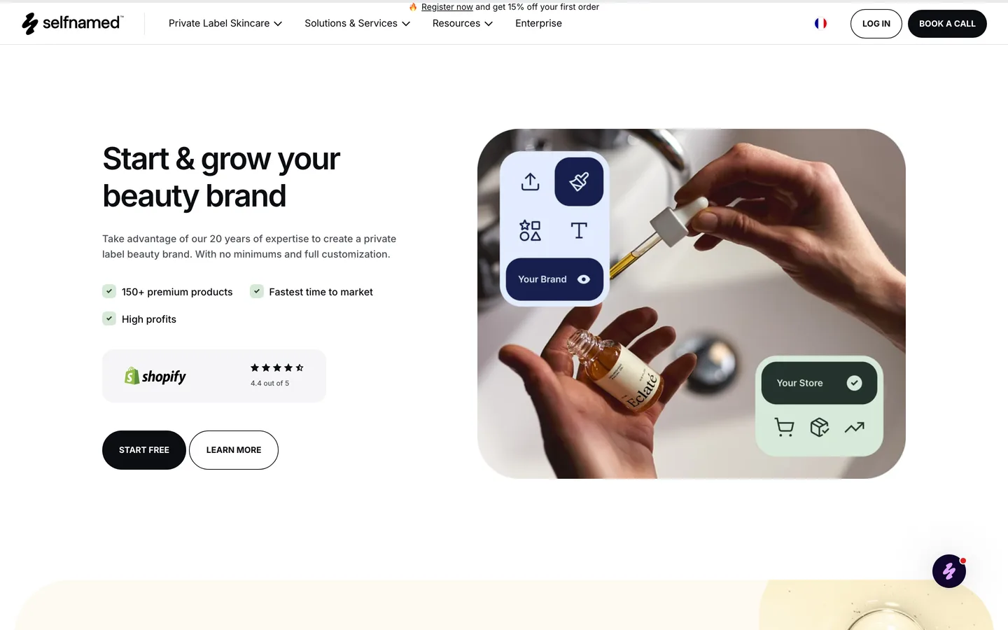 Selfnamed Cosmetics on Demand : interface du service skincare white label Selfnamed Cosmetics on Demand : interface du service skincare white label