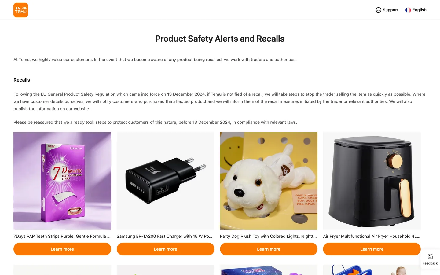 Produits Temu et conformité Produits Temu et conformité
