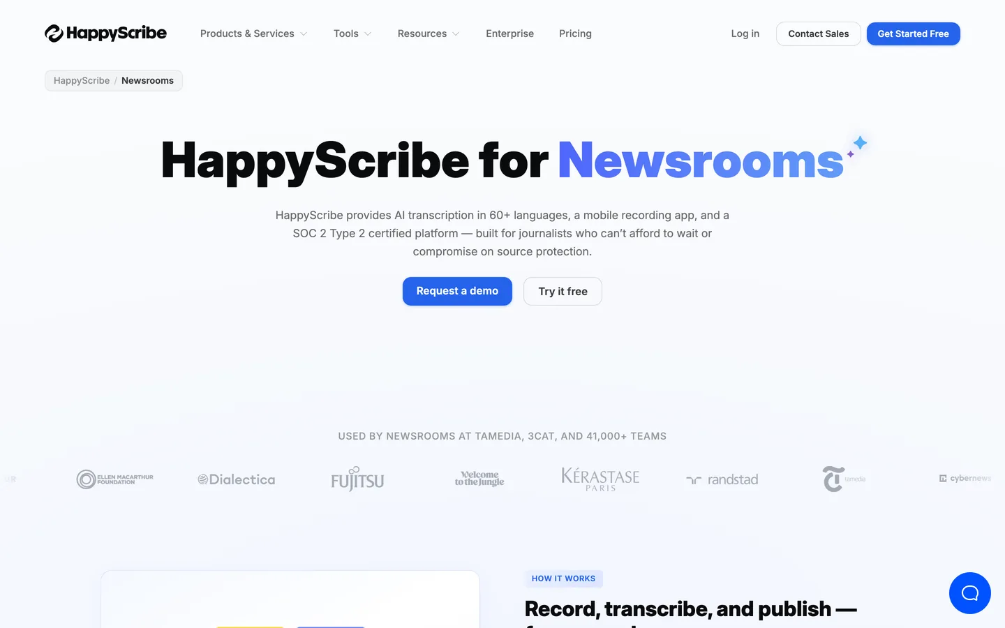 HappyScribe solutions pour les équipes (capture) HappyScribe solutions pour les équipes (capture)