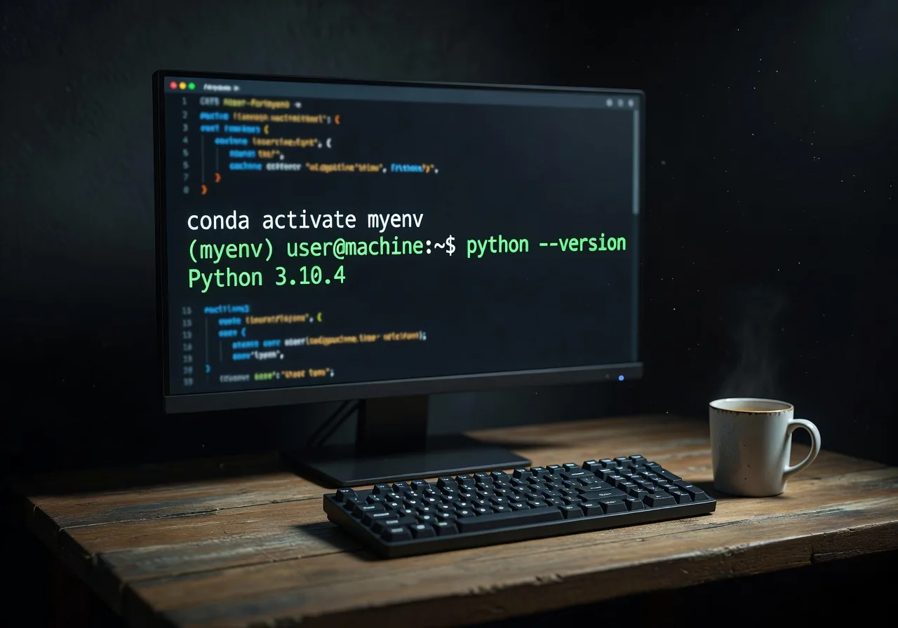 Image corps – Terminal avec env activé et commandes Conda Image corps – Terminal avec env activé et commandes Conda