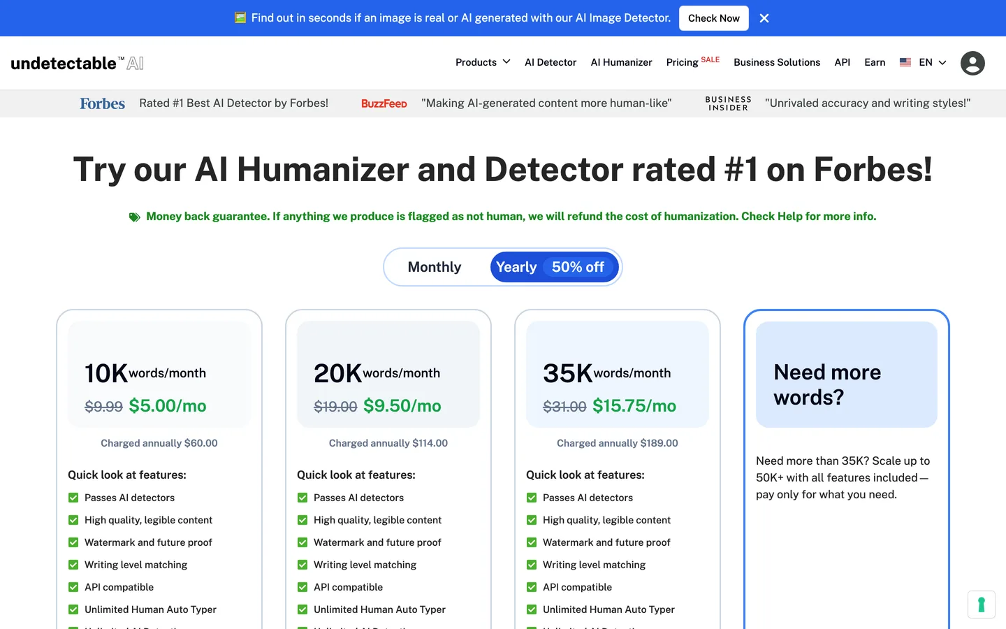 Undetectable AI pricing - grille tarifaire Undetectable AI pricing - grille tarifaire
