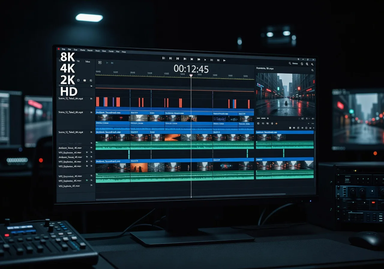Image corps – Timeline avec plans 1080p et 4K côte à côte Image corps – Timeline avec plans 1080p et 4K côte à côte