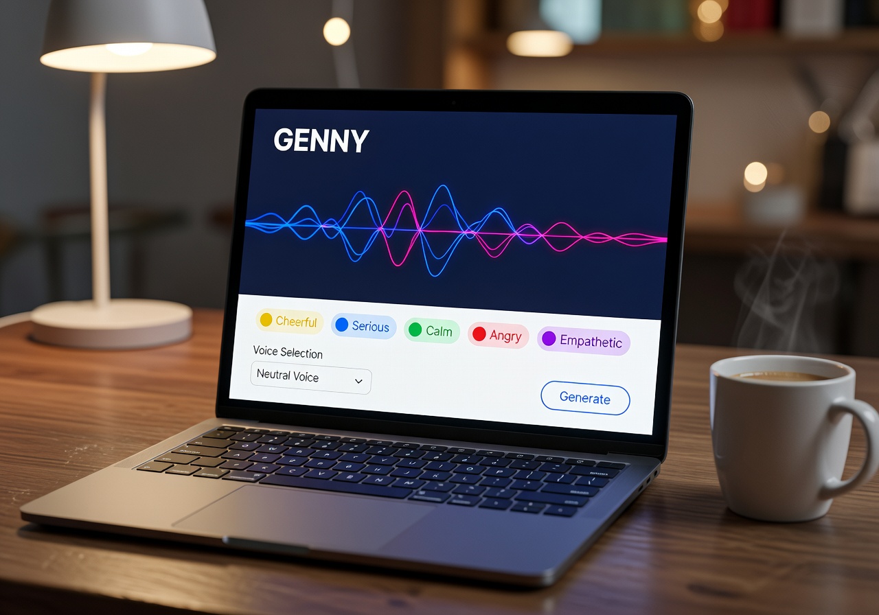 Image corps – Interface Lovo Genny et sélection d’émotion Image corps – Interface Lovo Genny et sélection d’émotion
