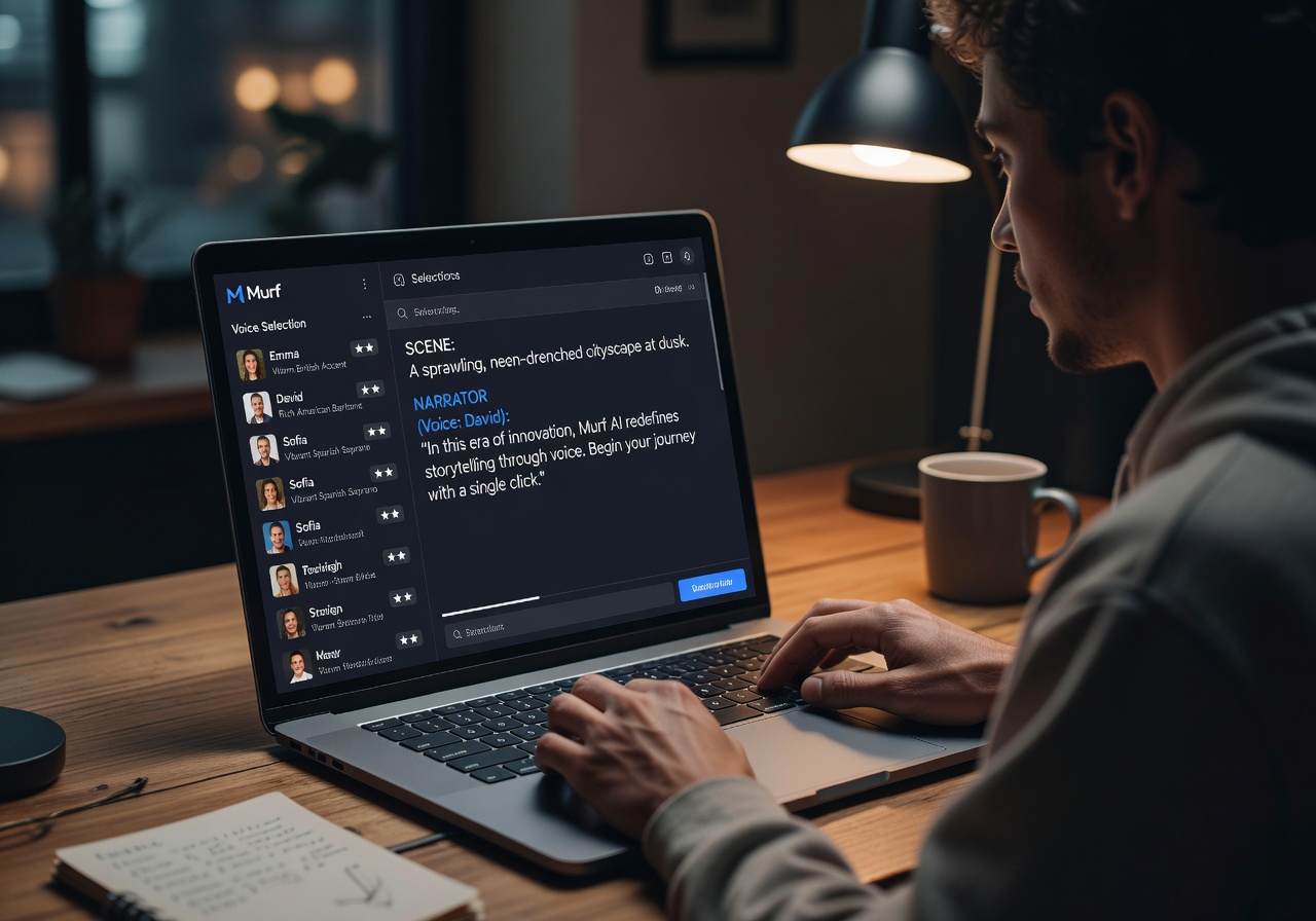 Image corps – Interface Murf TTS et choix de voix Image corps – Interface Murf TTS et choix de voix
