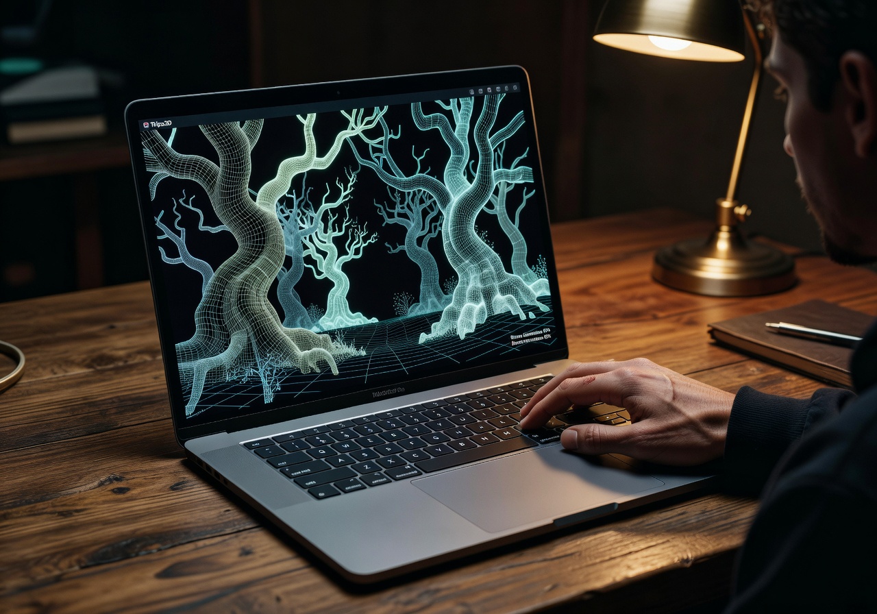 Image corps – Interface Tripo3D et scène générée Image corps – Interface Tripo3D et scène générée