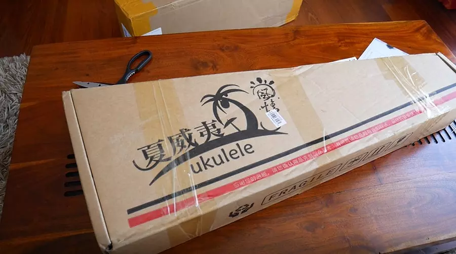 epacket : le guide pour expédier, suivre et livrer rapidement 1 Un carton epacket qui protège un ukulélé est posé sur ma table.