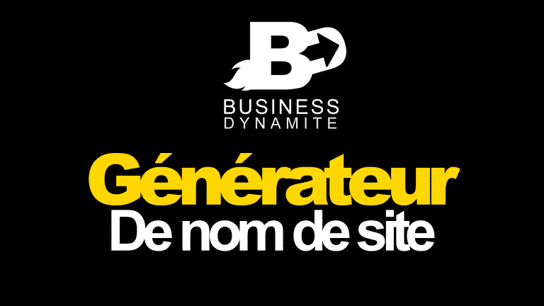 C'est l'image d'un générateur de nom de site ou de domaine ou d'entreprise en ligne. On y monrte sur un fond noir comment générer un nom de domaine en ligne avec un outil.
