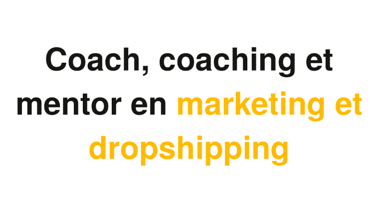 Coach et coaching en dropshipping : qui sont les meilleurs ? 9 Une image avec fond blanc et un texte noir et doré qui parle des coachs en dorpshipping pour suivre des cours particuliers d'un mentor via skype.