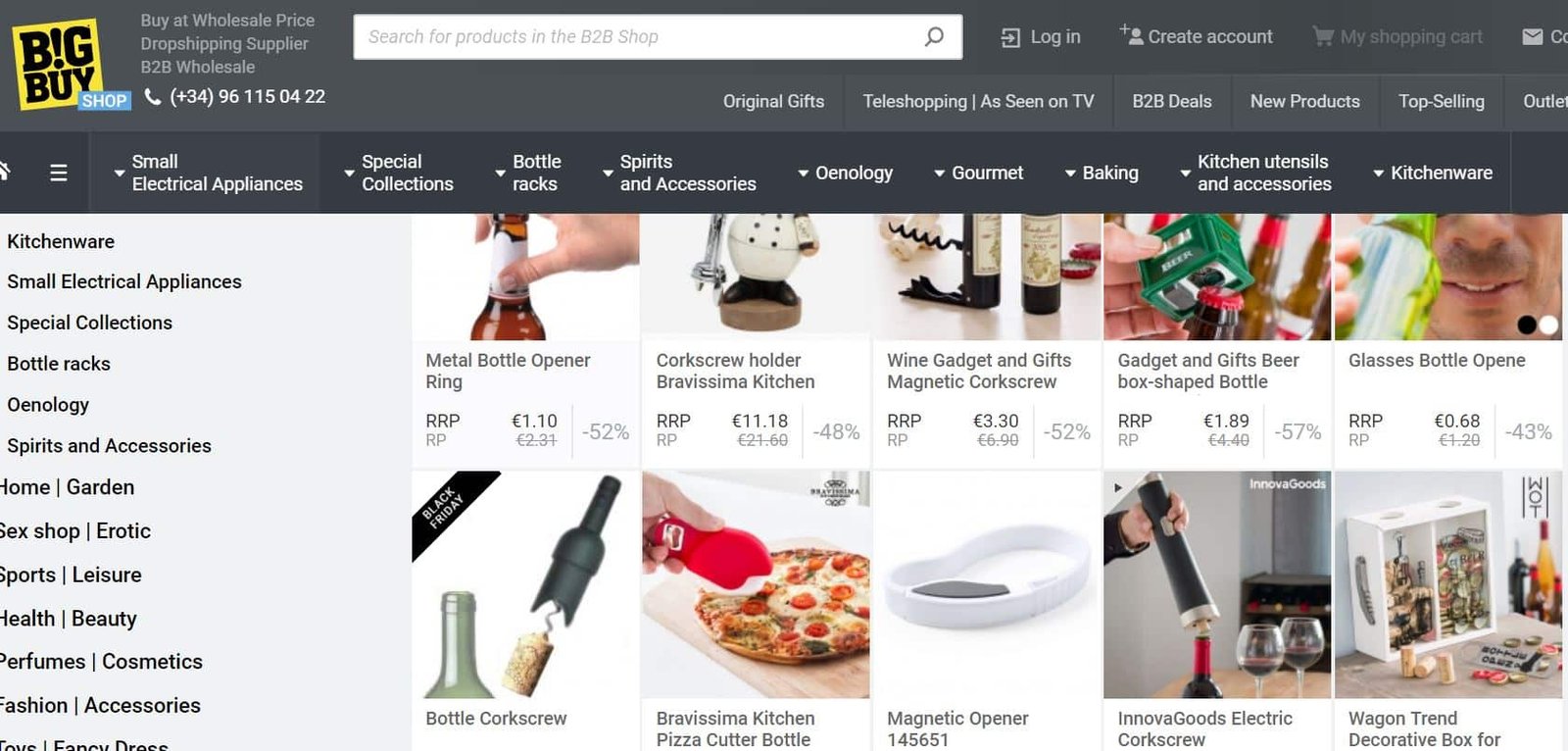 Le catalogue cuisine et sport de Bigbuy avec les prix des produits.