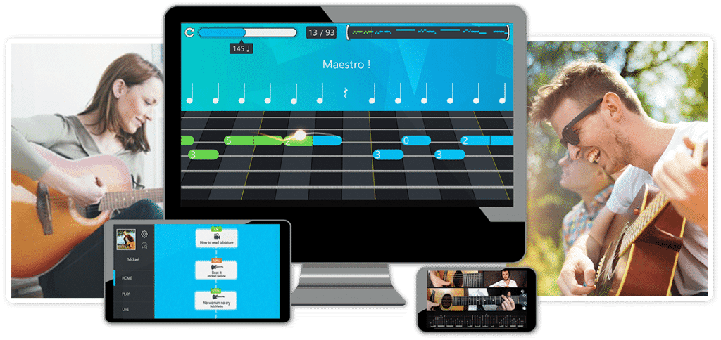 Ce sont les cours de guitare sur mymusicteacher avec une application interactive