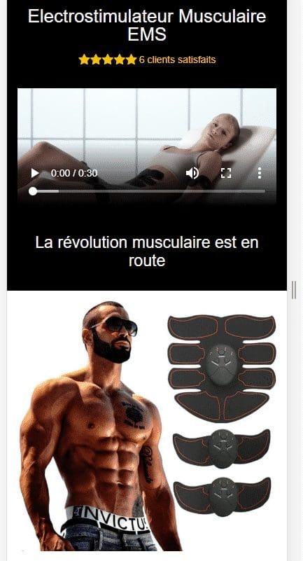 Un exemple de produit en mono produit sur une boutique liée au sport (les fameux abdominaux)
