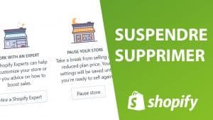 Mettre en pause sa boutique shopify est facile grâce à cette illustration avec fond blanc et vert et des pictogrammes qui montrent des boutiques shopify de dropshipping en ligne.