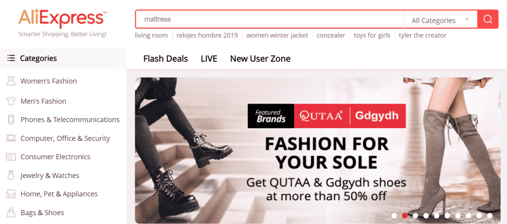 La boutique aliexpress qui propose des produits à l'unité face à alibaba.