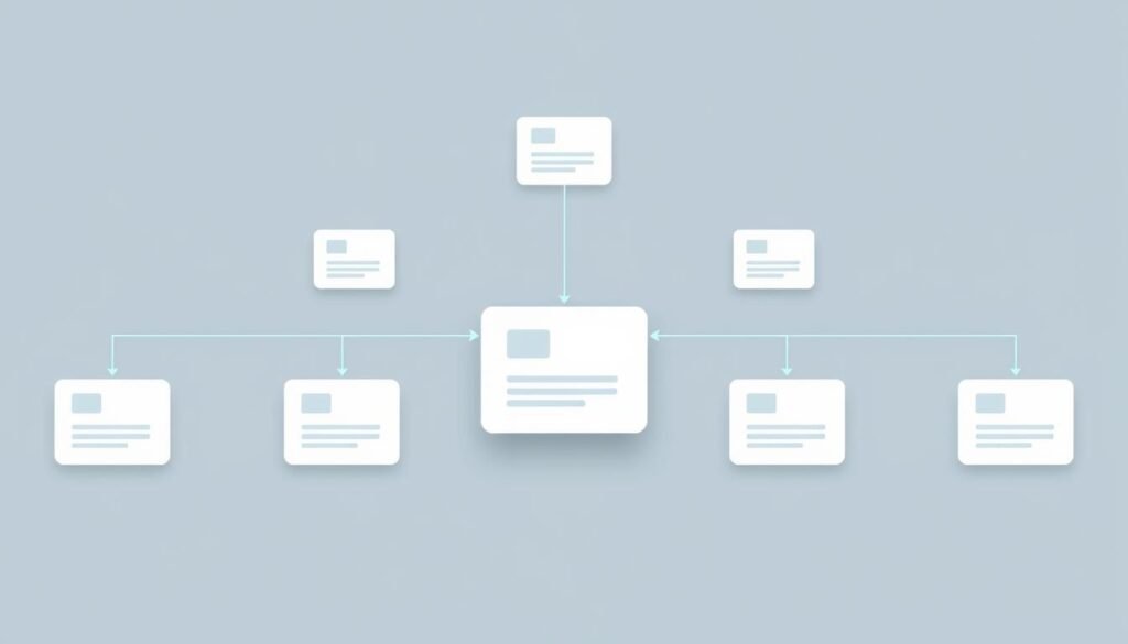 A clean, minimalist diagram depicting the product pages SEO hierarchy. In the foreground, a central rectangular shape represents the main product page, surrounded by several smaller boxes connected with clear arrows, illustrating the supporting pages such as categories, tags, and related items. The overall layout is arranged in a structured, intuitive manner, with a subtle grid-like layout. The color scheme is muted and professional, using shades of gray, blue, and green to convey a sense of organization and practicality. The lighting is soft and evenly distributed, creating a sense of depth and balance. The camera angle is slightly elevated, giving an overview of the entire system. The mood is informative and educational, inviting the viewer to explore the interconnected nature of a well-designed product page hierarchy for effective SEO. A clean, minimalist diagram depicting the product pages SEO hierarchy. In the foreground, a central rectangular shape represents the main product page, surrounded by several smaller boxes connected with clear arrows, illustrating the supporting pages such as categories, tags, and related items. The overall layout is arranged in a structured, intuitive manner, with a subtle grid-like layout. The color scheme is muted and professional, using shades of gray, blue, and green to convey a sense of organization and practicality. The lighting is soft and evenly distributed, creating a sense of depth and balance. The camera angle is slightly elevated, giving an overview of the entire system. The mood is informative and educational, inviting the viewer to explore the interconnected nature of a well-designed product page hierarchy for effective SEO.