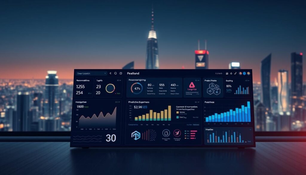 A dynamic and intuitive digital interface showcasing cutting-edge technological solutions for customer retention and loyalty. In the foreground, a sleek and modern dashboard displays real-time analytics, personalized recommendations, and predictive insights to anticipate customer needs. The middle ground features stylized icons and interactive visualizations, guiding the user through a seamless, AI-powered customer experience. The background subtly blends a minimalist, futuristic cityscape with subtle lighting and a sense of technological advancement, conveying the power of innovation in servicing and engaging with clients. The overall atmosphere exudes professionalism, sophistication, and a commitment to leveraging the latest advancements in AI and data-driven technologies to enhance customer loyalty and retention.