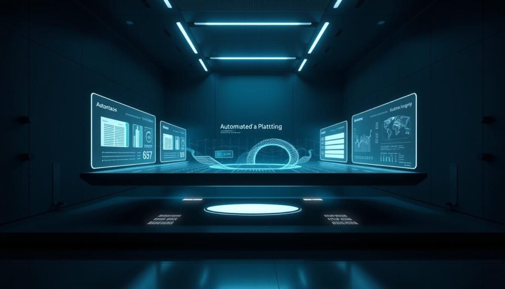 A futuristic, minimalistic illustration of an automated platform showcasing its key advantages. Sleek, metallic surfaces and holographic displays float in a dimly lit, high-tech environment. Glowing data visualizations and intuitive UI elements highlight the platform's efficiency, scalability, and 24/7 availability. Subtle lighting casts dramatic shadows, emphasizing the clean, architectural aesthetic. The overall mood is one of technological sophistication and the promise of seamless digital experiences. A sense of depth and perspective draws the viewer in, inviting them to explore the platform's advanced capabilities. A futuristic, minimalistic illustration of an automated platform showcasing its key advantages. Sleek, metallic surfaces and holographic displays float in a dimly lit, high-tech environment. Glowing data visualizations and intuitive UI elements highlight the platform's efficiency, scalability, and 24/7 availability. Subtle lighting casts dramatic shadows, emphasizing the clean, architectural aesthetic. The overall mood is one of technological sophistication and the promise of seamless digital experiences. A sense of depth and perspective draws the viewer in, inviting them to explore the platform's advanced capabilities.