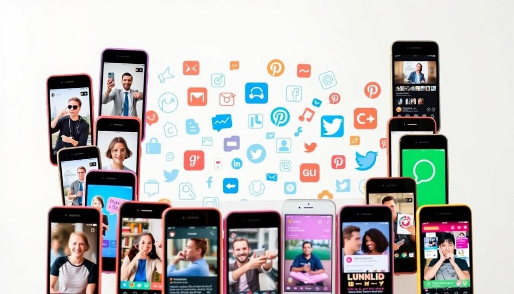 A lively collage of user-generated content on various social media platforms. In the foreground, colorful smartphone screens display a diverse array of posts, from selfies and product reviews to short videos and memes. The middle ground features a stylized, minimalist depiction of social media icons and logos, creating a sense of interconnectedness. The background is a soft, blurred gradient, suggesting the vast, ever-evolving nature of online content creation. The lighting is natural and diffused, evoking a sense of authenticity and immediacy. The overall composition conveys the growing importance of user-generated content as a powerful business model in the digital age.