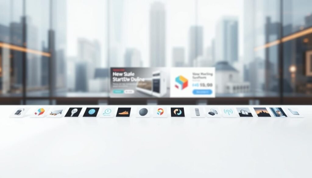 A modern e-commerce platform with a sleek, minimalist user interface. In the foreground, a variety of product thumbnails and category icons are neatly arranged on a clean, white background, inviting the user to explore. The middle ground features a large banner showcasing a featured product or promotion, with subtle animation and parallax effects adding depth and interactivity. In the background, a blurred cityscape or abstract geometric pattern creates a sense of context and sophistication. The overall scene is bathed in soft, directional lighting, casting subtle shadows and highlights to enhance the digital, tech-savvy atmosphere. The image should convey a sense of efficiency, simplicity, and the ease of starting an online business.