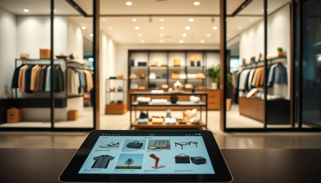 A sleek, modern e-commerce storefront with clean lines and a minimalist aesthetic. The foreground features a tablet displaying various product categories, hinting at the diverse offerings of a well-curated, generalist online store. The middle ground showcases thoughtfully arranged product displays, highlighting the high-quality, niche items that draw in discerning customers. In the background, a warm, inviting atmosphere with soft lighting and subtle visual cues suggest the careful strategic planning behind this profitable e-commerce venture. The overall scene conveys a sense of effortless sophistication and a deep understanding of the target market's preferences. A sleek, modern e-commerce storefront with clean lines and a minimalist aesthetic. The foreground features a tablet displaying various product categories, hinting at the diverse offerings of a well-curated, generalist online store. The middle ground showcases thoughtfully arranged product displays, highlighting the high-quality, niche items that draw in discerning customers. In the background, a warm, inviting atmosphere with soft lighting and subtle visual cues suggest the careful strategic planning behind this profitable e-commerce venture. The overall scene conveys a sense of effortless sophistication and a deep understanding of the target market's preferences.